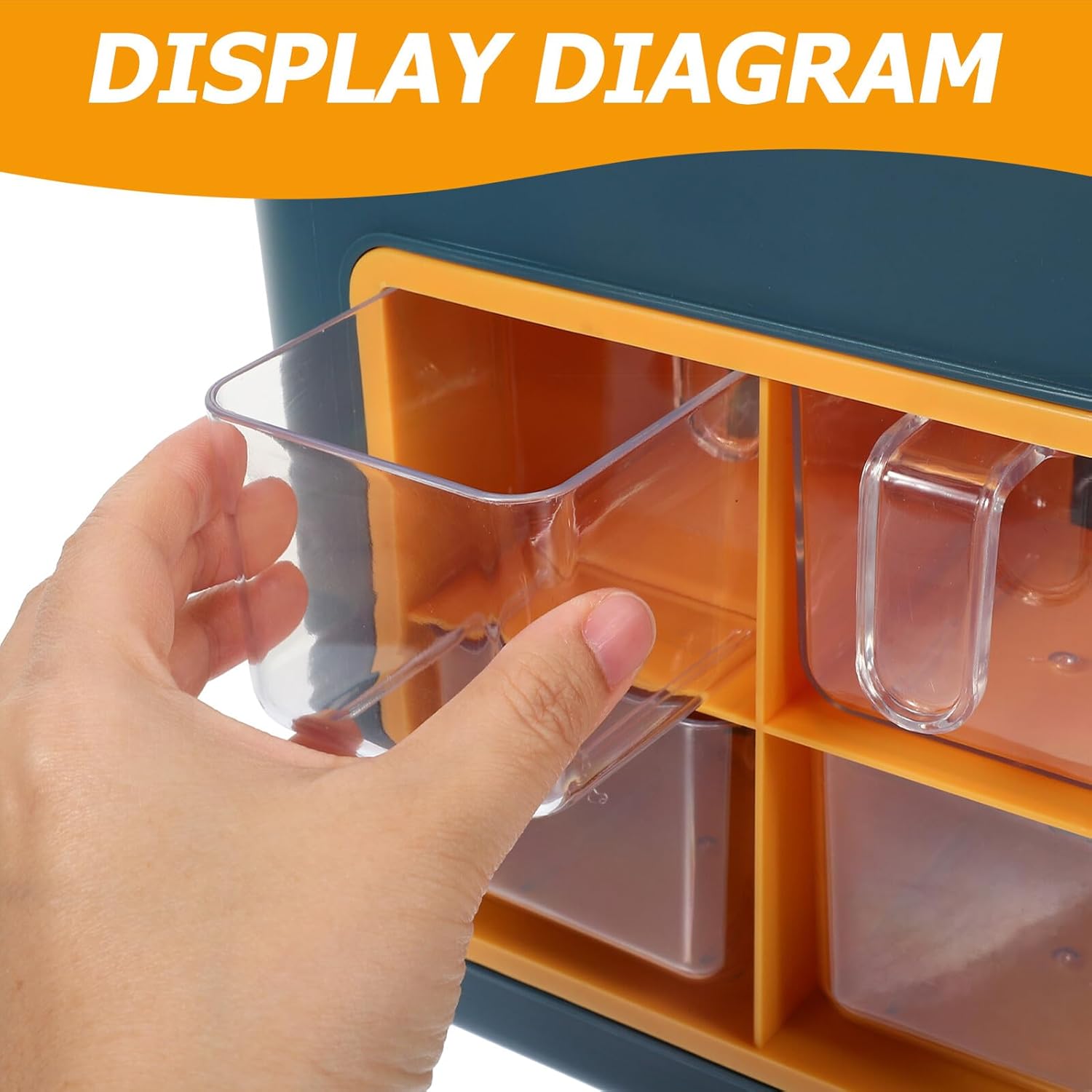 Luxshiny Reusable Spice Storage Container and Compact Condiment Storage Rack, Blue Small Kitchen Seasoning Box Organizer for Countertop and Pantry