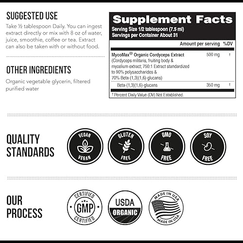 Miniatura 3 de Extracto orgánico de hongos Cordyceps  70% beta-glucanos  niveles de nutrientes activos más altos, tincutura Cordyceps de máxima potencia, cultivada