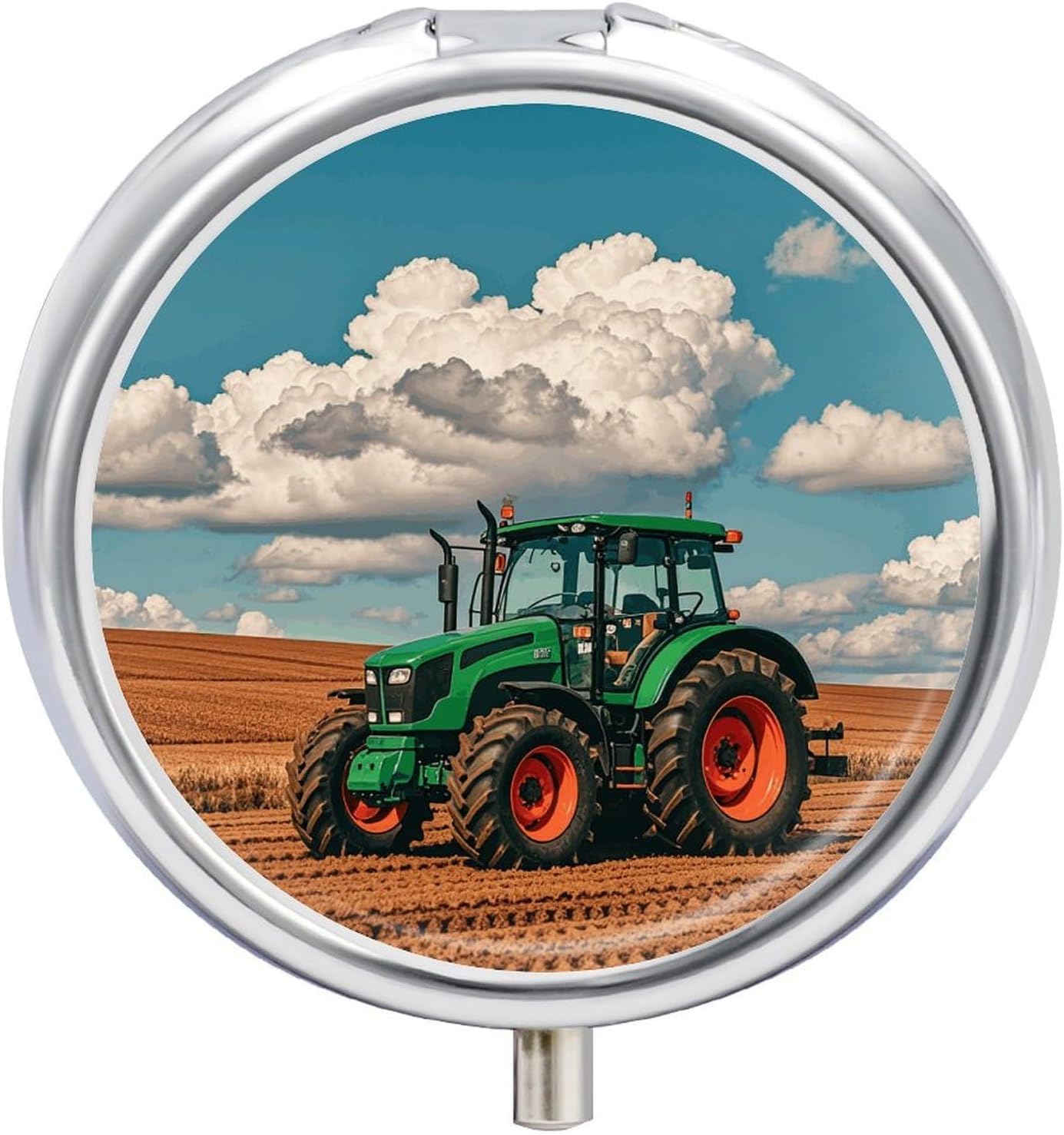 Tractor Under White Clouds Pill Case 3 Compartment Travel Pill Box