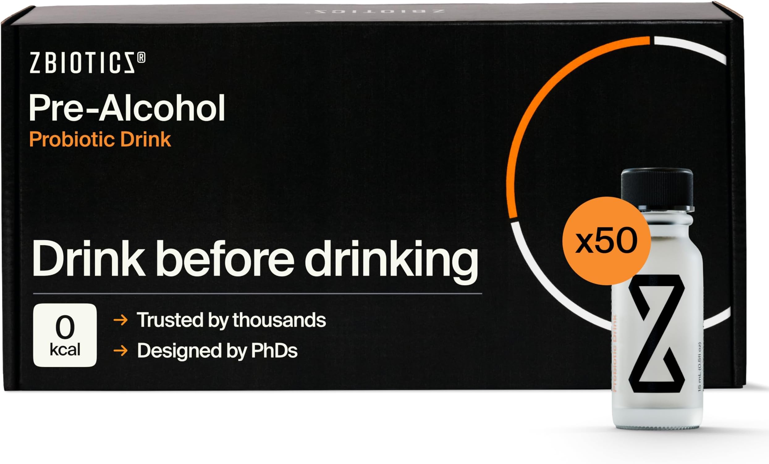 ZBiotics โ Feel Better After Drinking, Wake Up Refreshed, Science-Backed, Patented Probiotic for Easier Mornings, Travel-Friendly, 50-Pack of 0.47 Fl Oz Bottles (50 Pack)