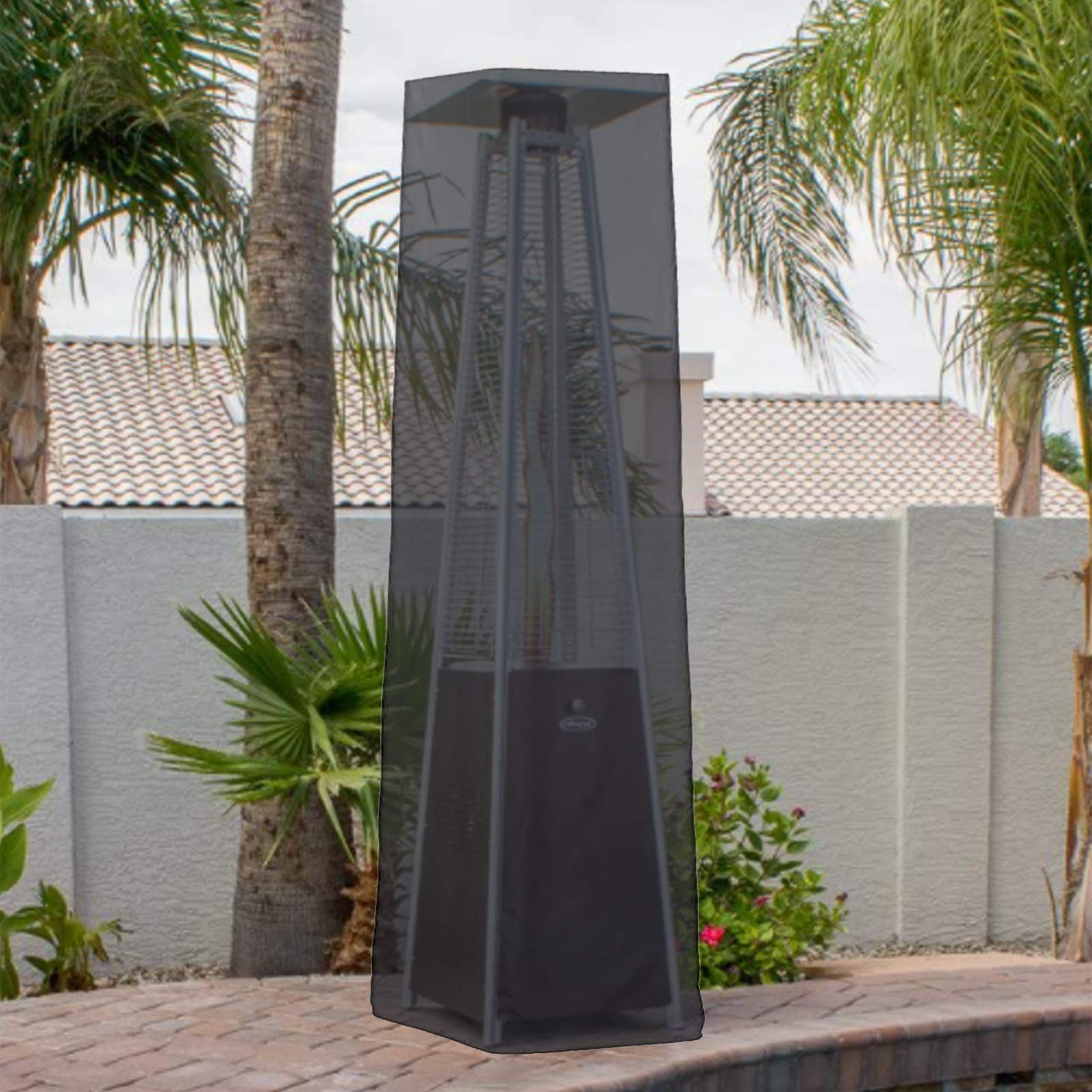 Wetterschutzhülle für Terrassenheizer, Wasserdichter Heizstrahler Abdeckung Heizpilz Schutzhülle Robuster Winddicht Abdeckhaube für Terrassenstrahler 221 x 61 x 53cm