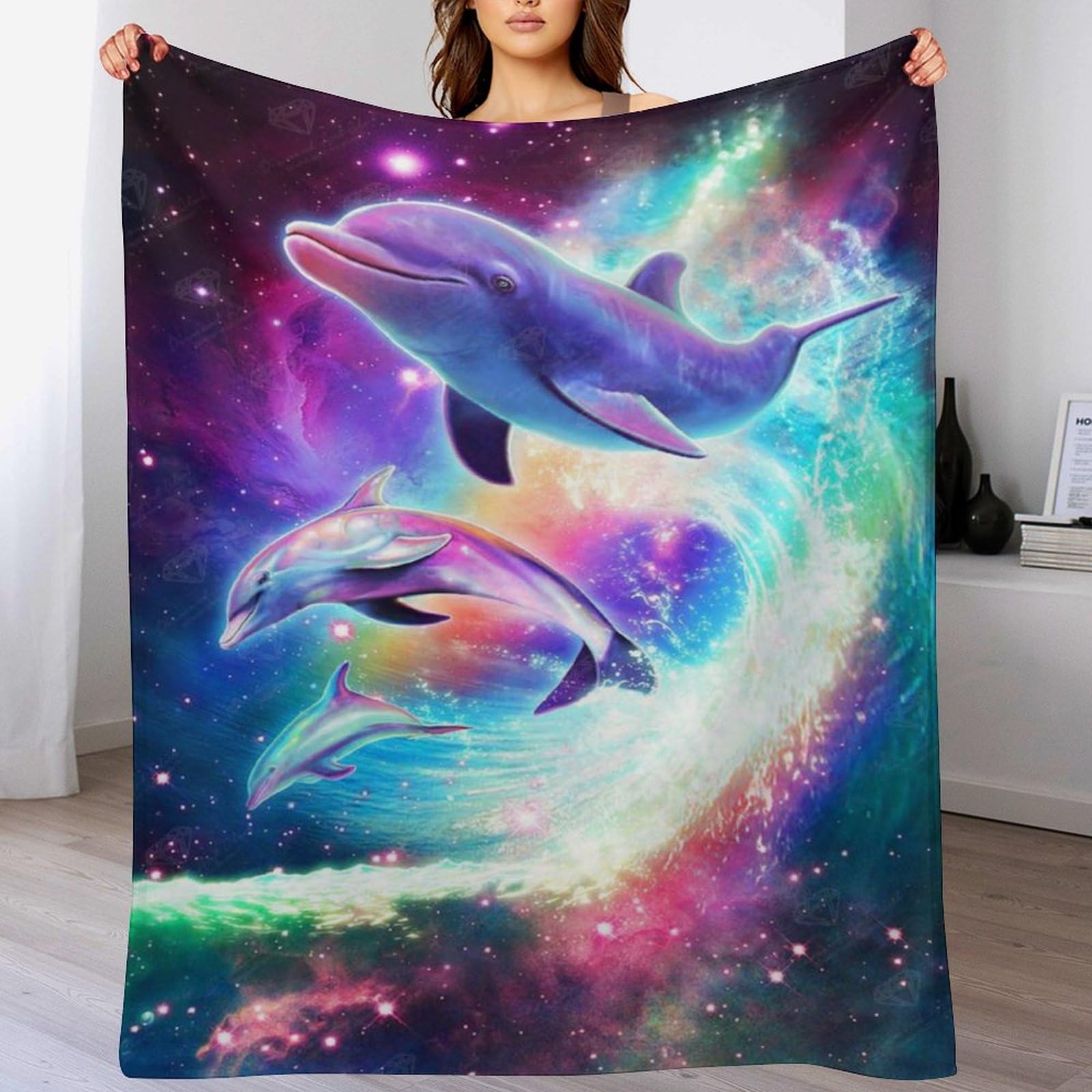 Couverture polaire dauphin en flanelle de lit 140x180cm