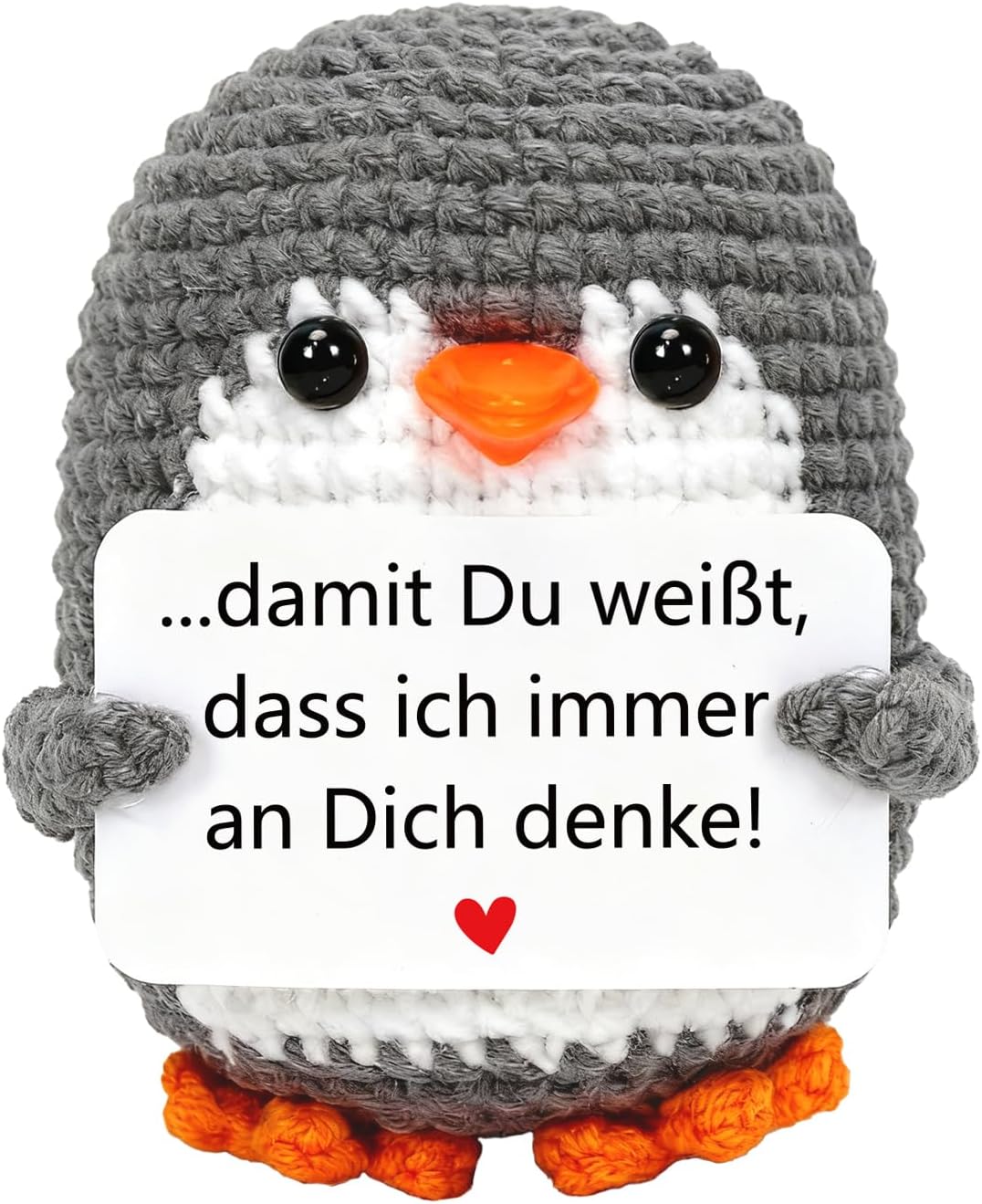 HUKUMA Positive Penguin I Love You Gifts, Pocket Hug Penguins, Knitted Penguin Doll, Partner Gift, Wedding Anniversary, Valentine's Day, Birthday for Him