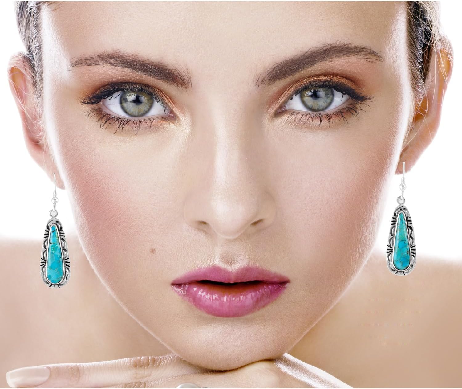 Turquoise Earrings 925 Sterling Silver & Genuine Gemstone - Image 2