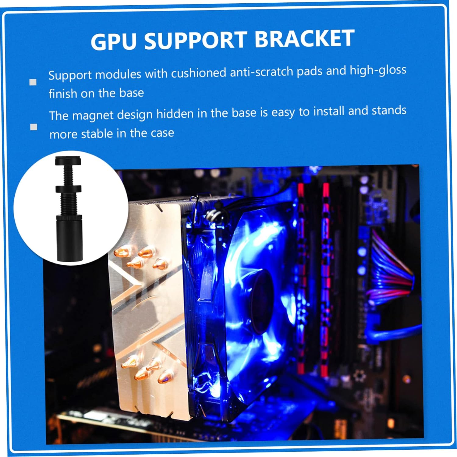 Mikikit 3pcs Graphic Card Gpu Brace Support Anti-sag Aluminum Alloy Bracket for Stable Graphics Card Mounting Simple and Durable Design Compatible Various Builds