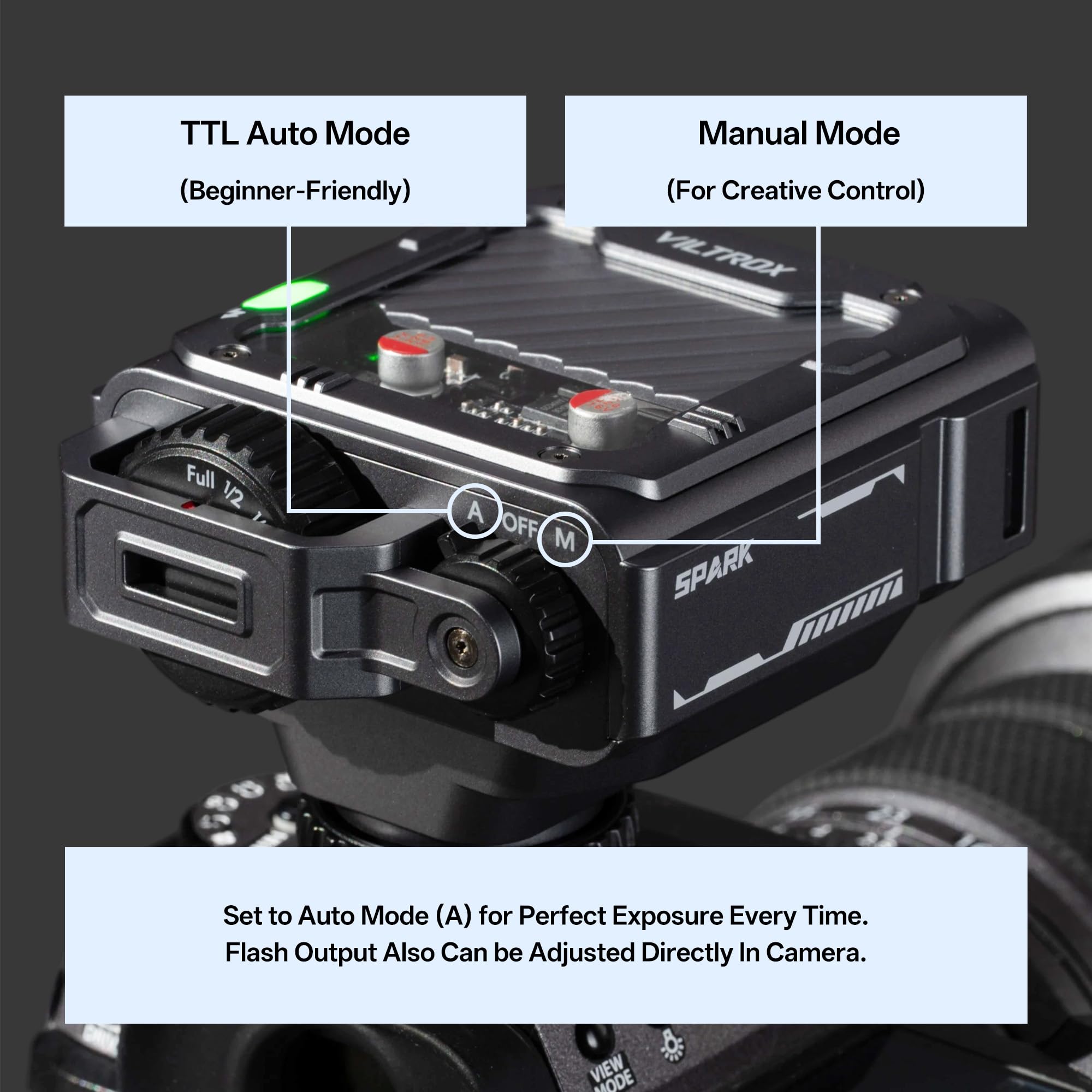 VILTROX Spark Z3 TTL Mini flash de cámara para Canon, linterna pequeña de 6500 K de alta potencia GN16 flash con tiempo de reciclaje ultrarrápido de 0,1 a 1 s, TTL Auto con control de alimentación