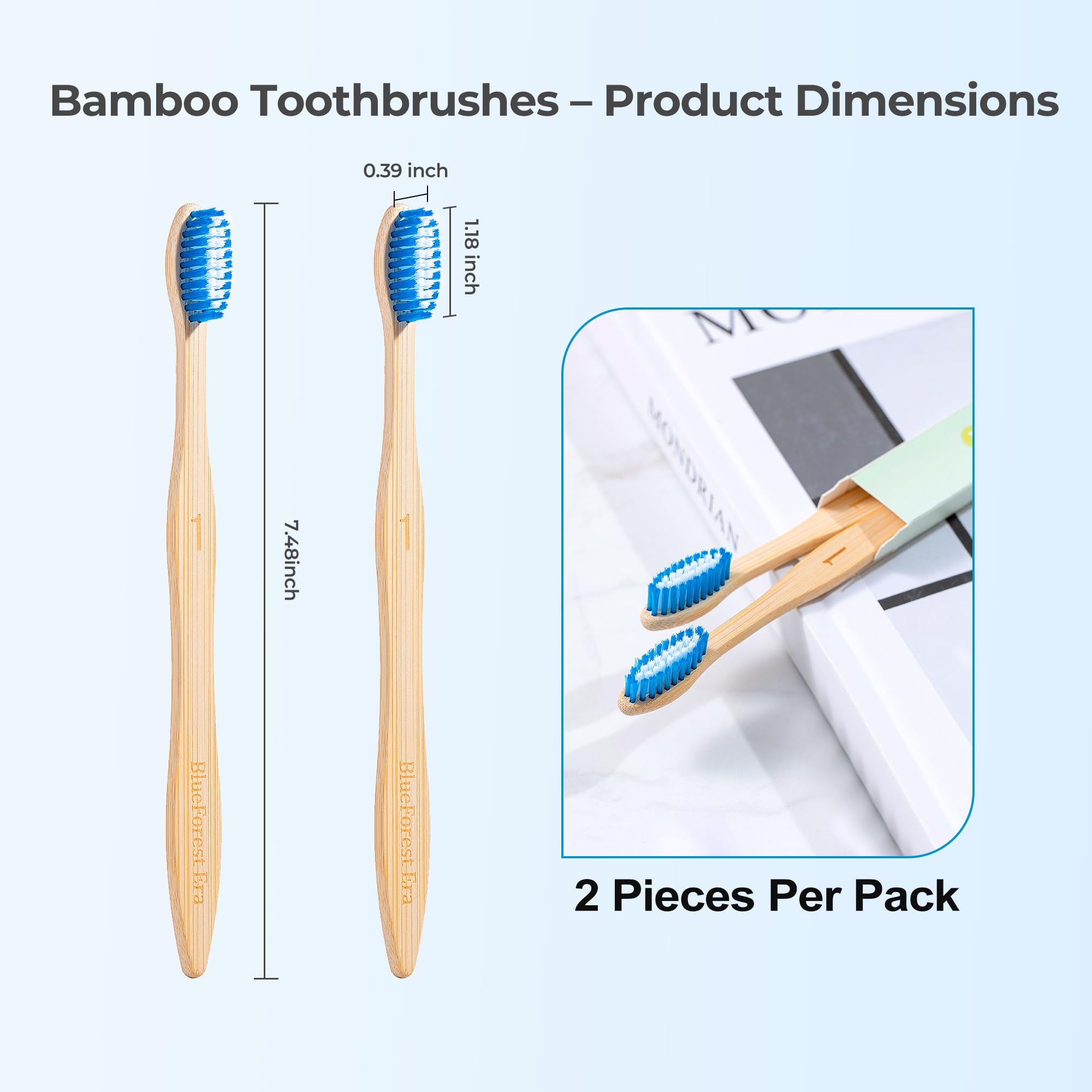 Lot de 10 brosses à dents en bambou sans BPA, poils coniques doux à base de plantes, brosse à dents en bois naturel pour adultes, brosses à dents