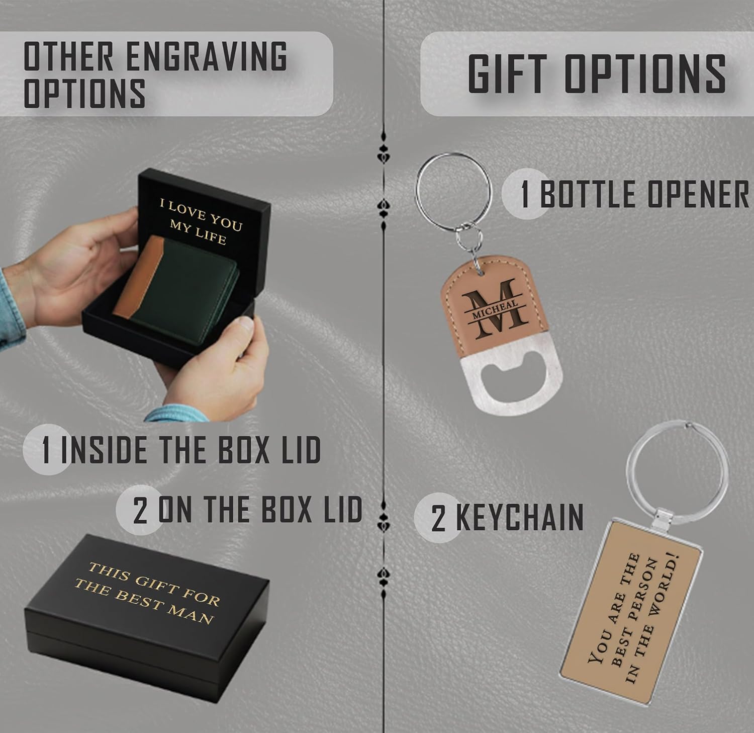 Personalized Leather Wallets for Men, Custom Engraved Bifold Mens Wallet for Husband,Dad,Boyfriend,Grandpa | Customized Wedding, Christmas, Anniversary, Birthday, Valentines Gifts - Image 8