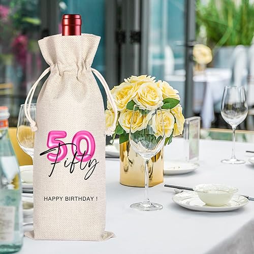 Miniatura 3 de Bolsa de vino de cumpleaños 50  Regalo personalizado de cincuenta para él y ella  Recuerdos de fiesta de 50 cumpleaños 11WB33