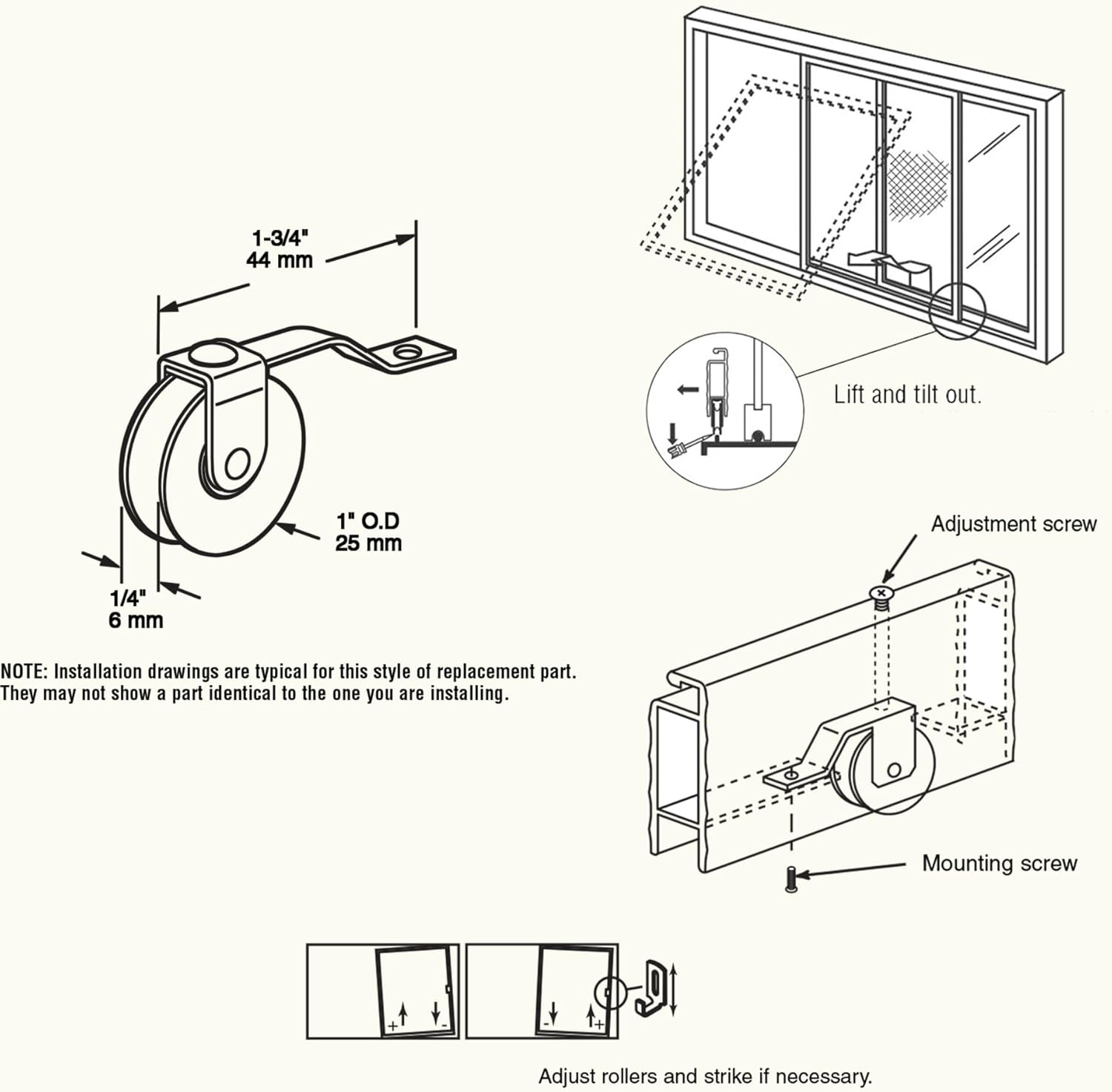 4 Pack Sliding Screen Door Tension Spring Fits for Academy Doors, Replaces B 638, B 687, B 639 and B 756 Used on Both Top and Bottom, 1" Concaved Steel Ball Bearing