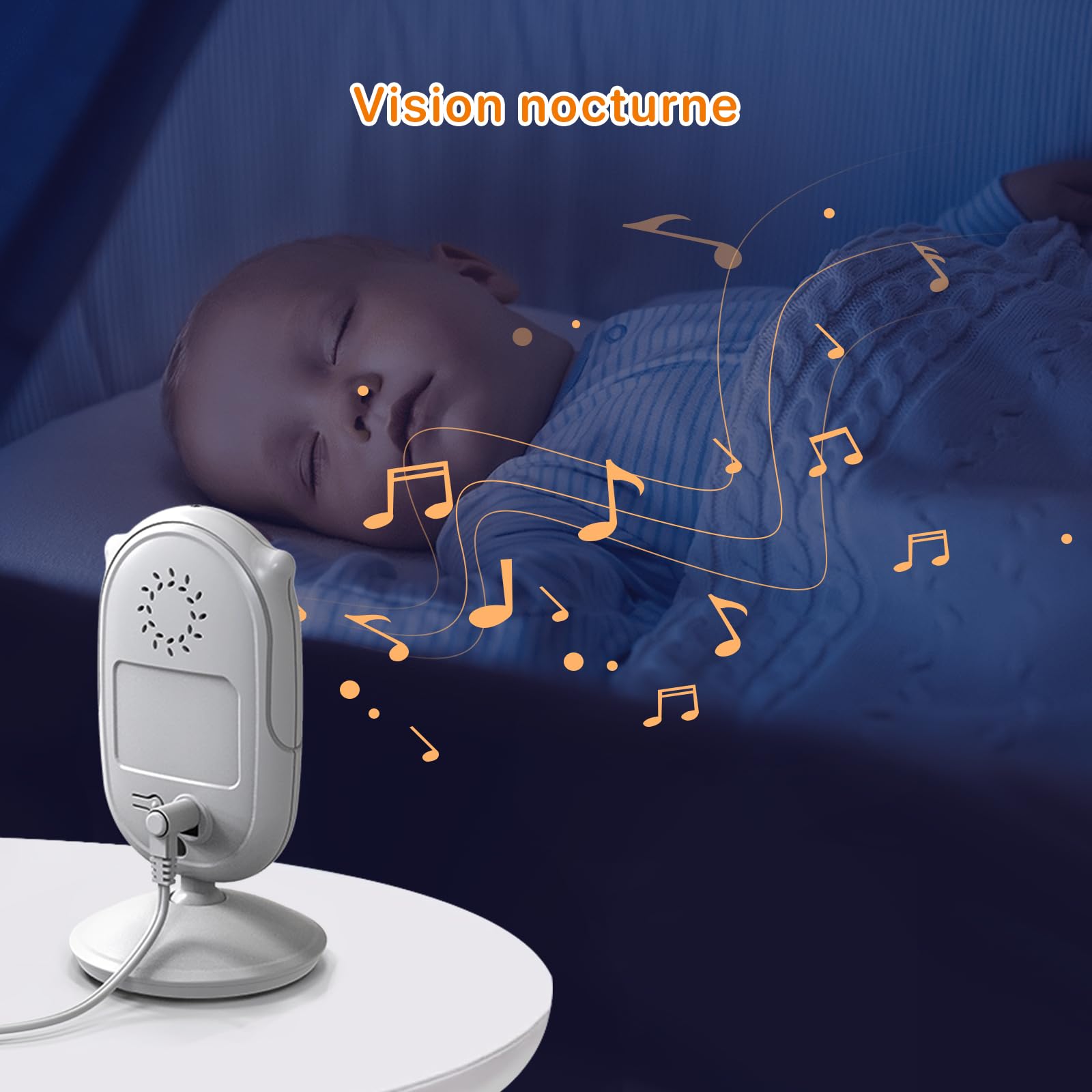 Babystar Babyphone avec caméra 2,4 Pouces Vidéo Babyphone, Fonction de Vision Nocturne Automatique, Mode ECO, Audio bidirectionnel, Rappel d'alimentation, 4 berceuses