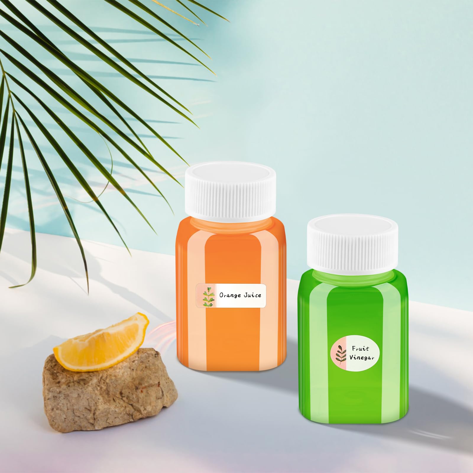 lahnao 12 Pcs 100ml Small Plastic Juice Bottles with Lids, Reusable Leak-proof Plastic Bottle with Writable Label Stickers - Image 2