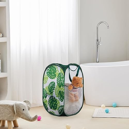 Miniatura 144 de Cesta de malla desplegable para ropa sucia con asas duraderas - Cesta plegable portátil para dormitorio, baño y viajes (azul, paquete de 3 unidades)