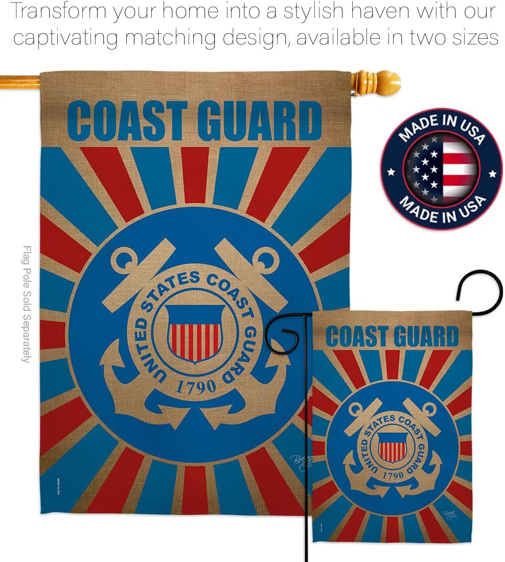 Coast Guard House Flag - Armed Forces USCG Semper Paratus United State American Military Veteran Retire Official - Decoration Banner Small Garden Yard Gift Double-Sided Made In USA 28 X 40