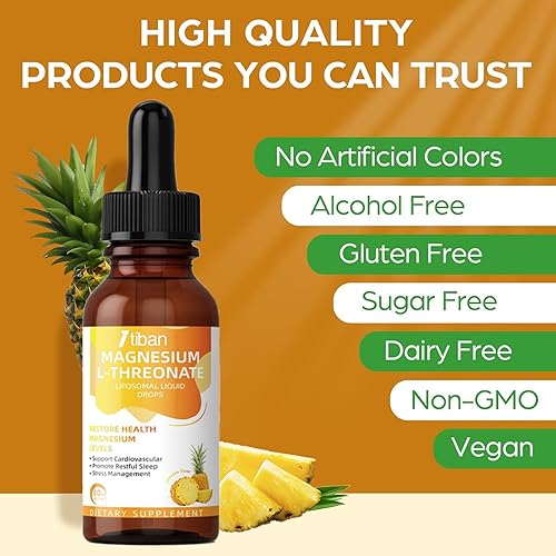 Miniatura 6 de Magnesio L-Threonate Gotas Líquidas Restaurar Salud Niveles de Magnesio Apoyo Cardiovascular Promover el Sueño Reconfortable Relajar Sabor Piña 2.0