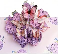 3D Butterflies and Flowers Pop Up Card - Birthday Card for Women, Girlfriend, Mother - Get Well, Thank You, Anniversary (Purple Butterfly)