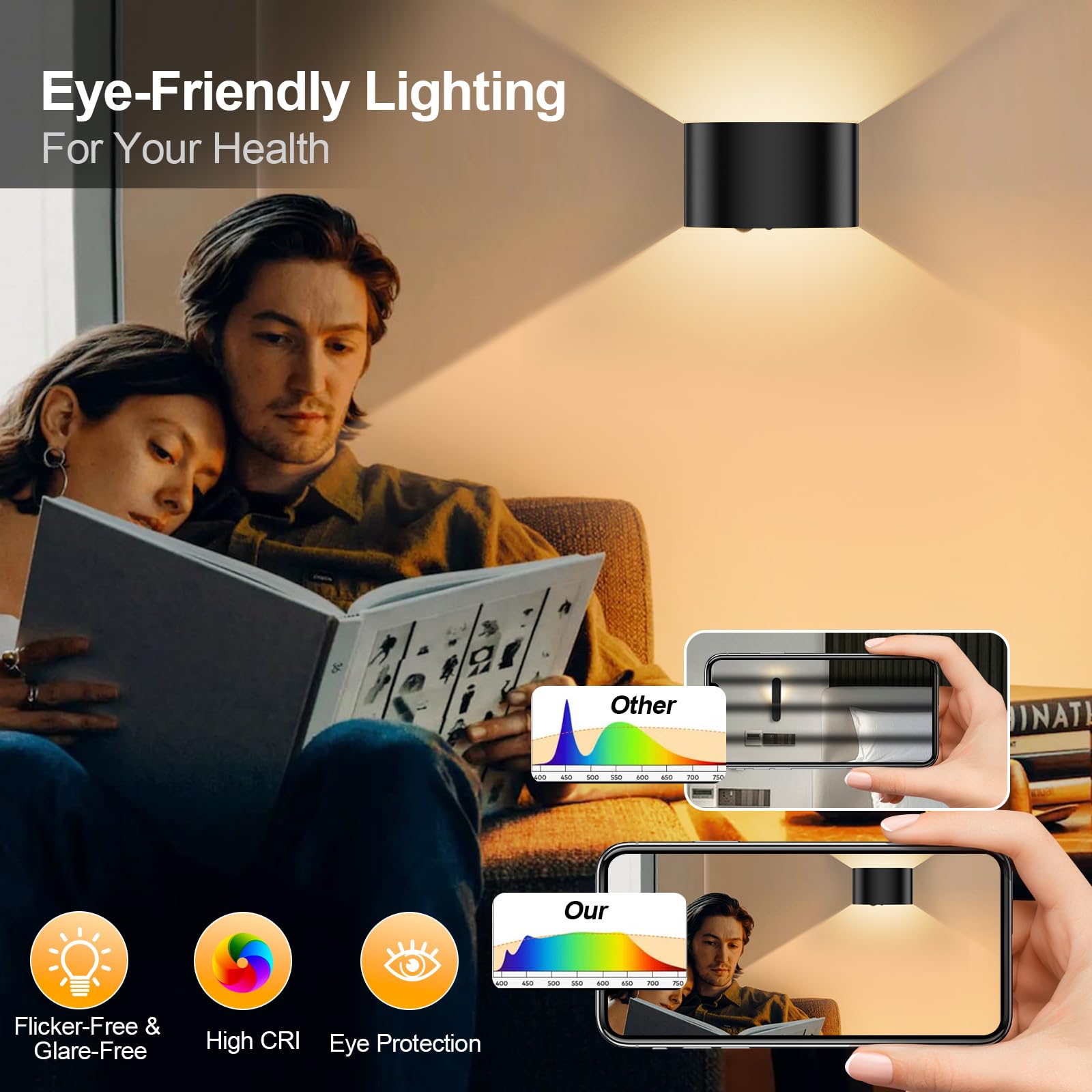 Wandlamp, 5000 mAh, accu met bewegingsmelder, zonder boren, wandlamp met afstandsbediening, dimbare kleurtemperatuur, 3 kleuren, oplaadbare wandspot, zonder stroomaansluiting, voor hal, garage