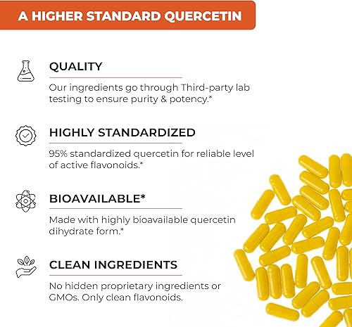 Miniatura 3 de Quercetina 500mg Cápsulas vegetarianas 120 unidades 1000 mg por porción de 2 cápsulas Suplementos de apoyo inmunológico para respiratorio, salud