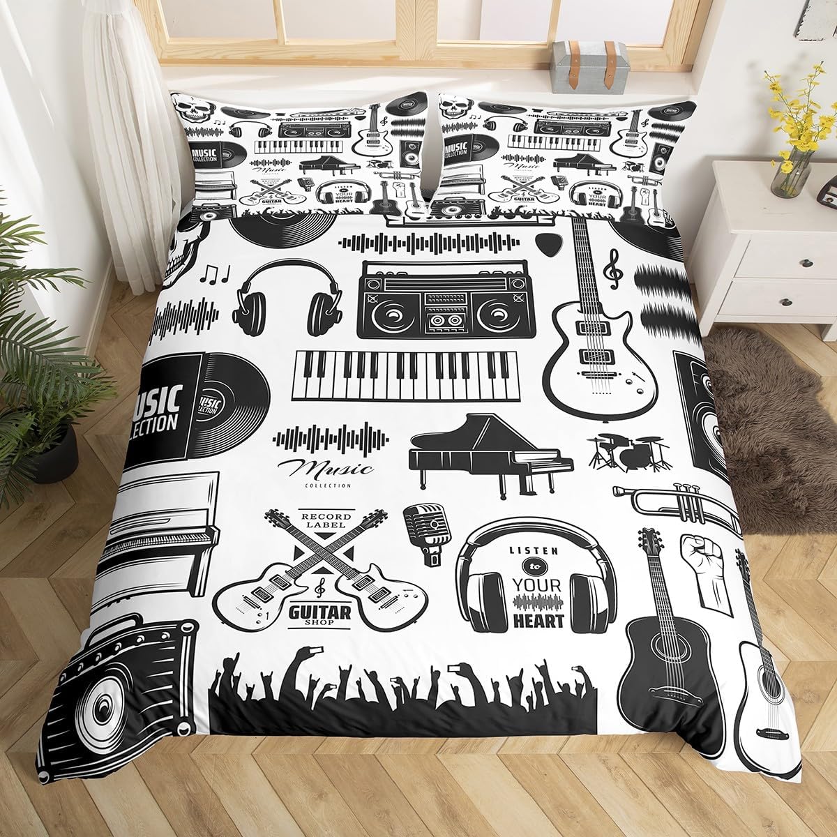 Erosebridal Musical Instruments Duvet Cover Twin Classical