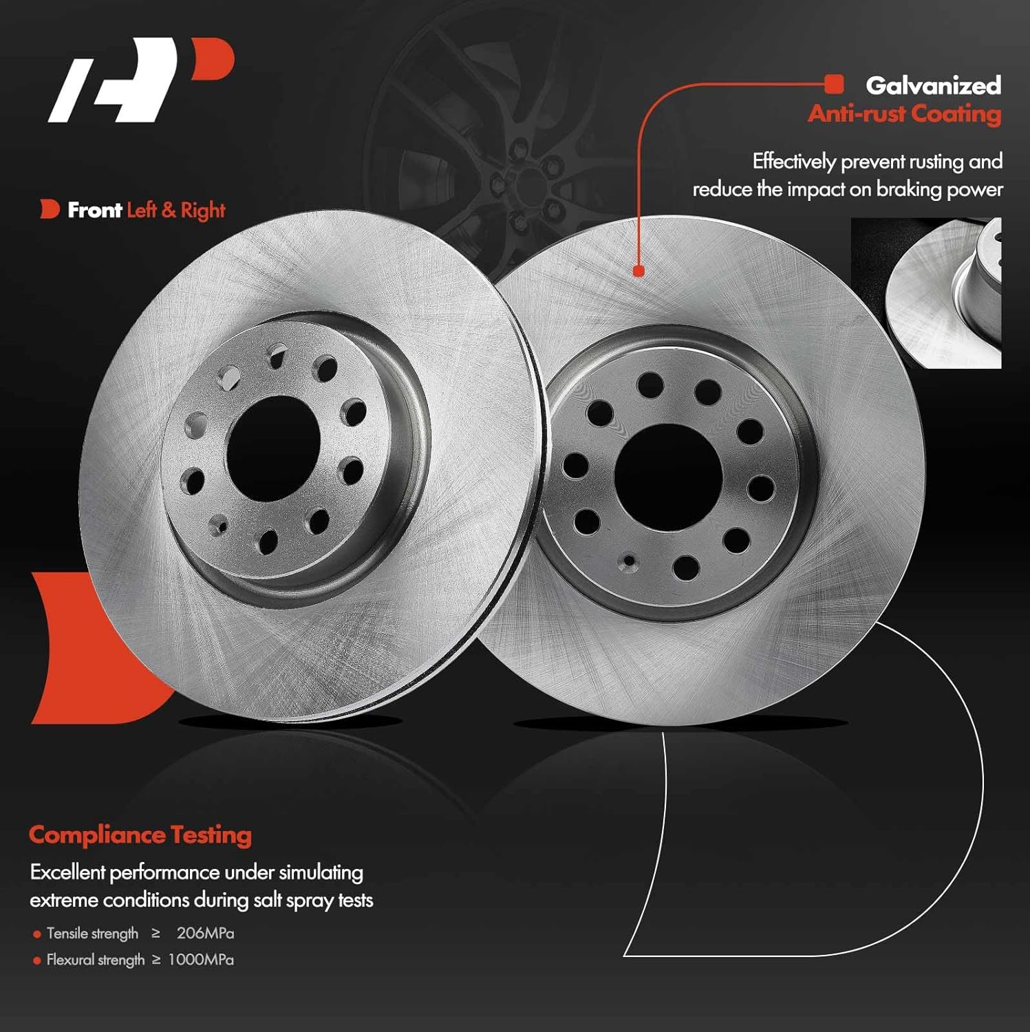 A-Premium 12.28 inch (312mm) Front Vented Disc Brake Rotors + Ceramic Pads Kit Compatible with Select Volkswagen, Audi Models - Jetta, Passat, Passat CC, Beetle, CC, Eos, GTI, TT, A3, 6-PC Set