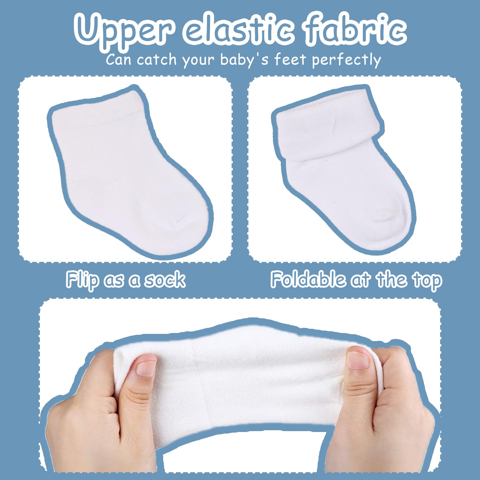 DMNQ 9 Paar Babysocken 0-6 Monate Baumwolle Unisex Socken Baby Sneaker Socken Ankle Boys and Girls Socks Weiß Atmungsaktiv für Neugeborene Säugling für Kleinkind Taufe Schuhe und Socke-n Set