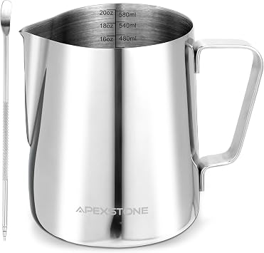 Espresso Milk Frothing Pitcher 20 oz, Espresso Steaming Pitcher 20 oz, Coffee Milk Frothing Cup, Coffee Steaming Pitcher 20 oz/600 ml