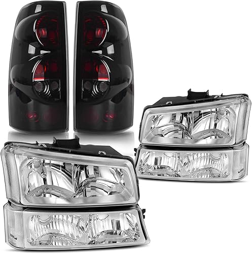 DWVO Combo de faros y luces traseras compatible con Chevy Silverado 1500 250003-06 Silverado 1500 HD 2500 HD 2500 HD 350007 Chevy Silverado Classic