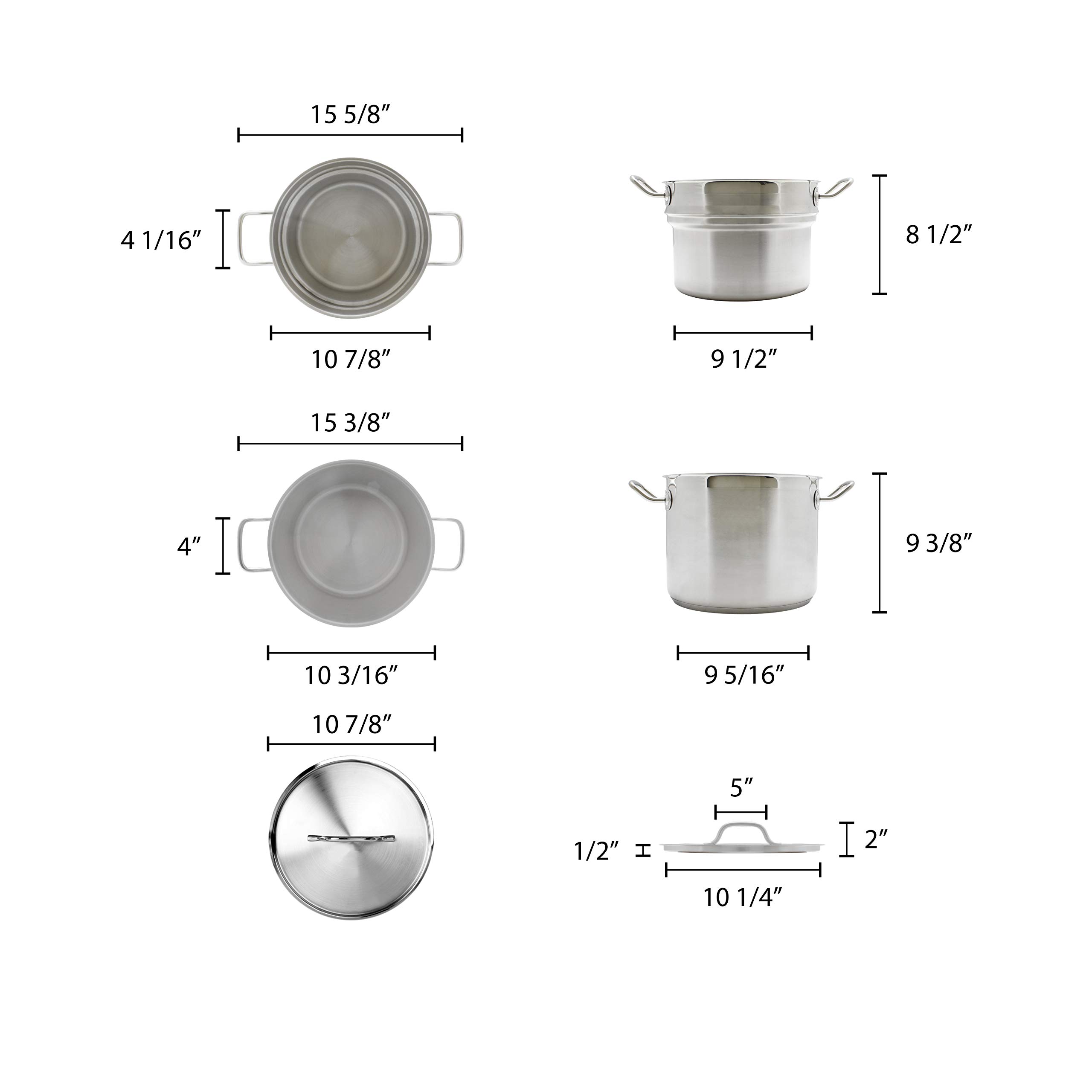 Thunder Group 12 quart 18/8 stainless steel double boiler (3 pcs set), comes in each