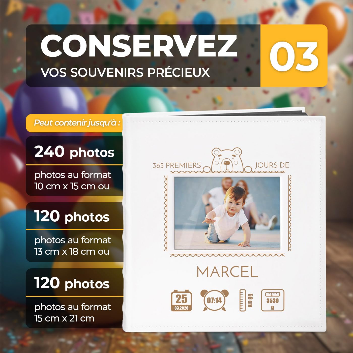 Maverton Album Photo à personnaliser avec une poche ouvrable