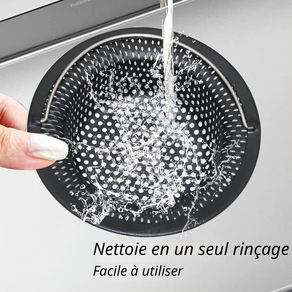 Lot de 2 filtres d'évier de Cuisine en Acier Inoxydable (Noir)