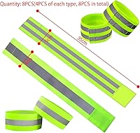 Vista 2 de 8 Pieces Bands High Visibility Reflector Bands Safety Reflector Tape Straps Running Gear for Cycling Walking Arm Wrist Ankle Leg (Green,2 Styles③)