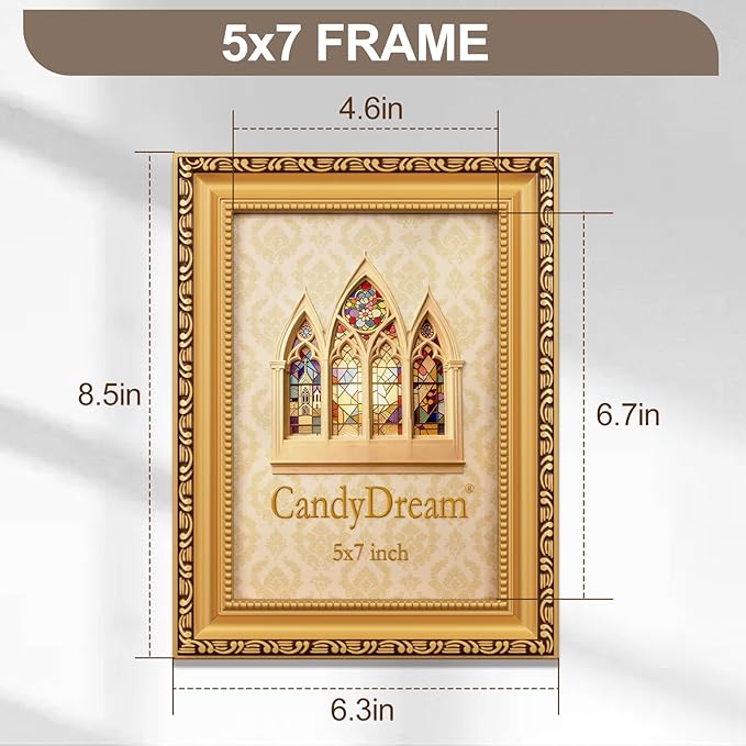 Set de 2 portarretratos dorados 5×7 para pared y mesa miniatura 3