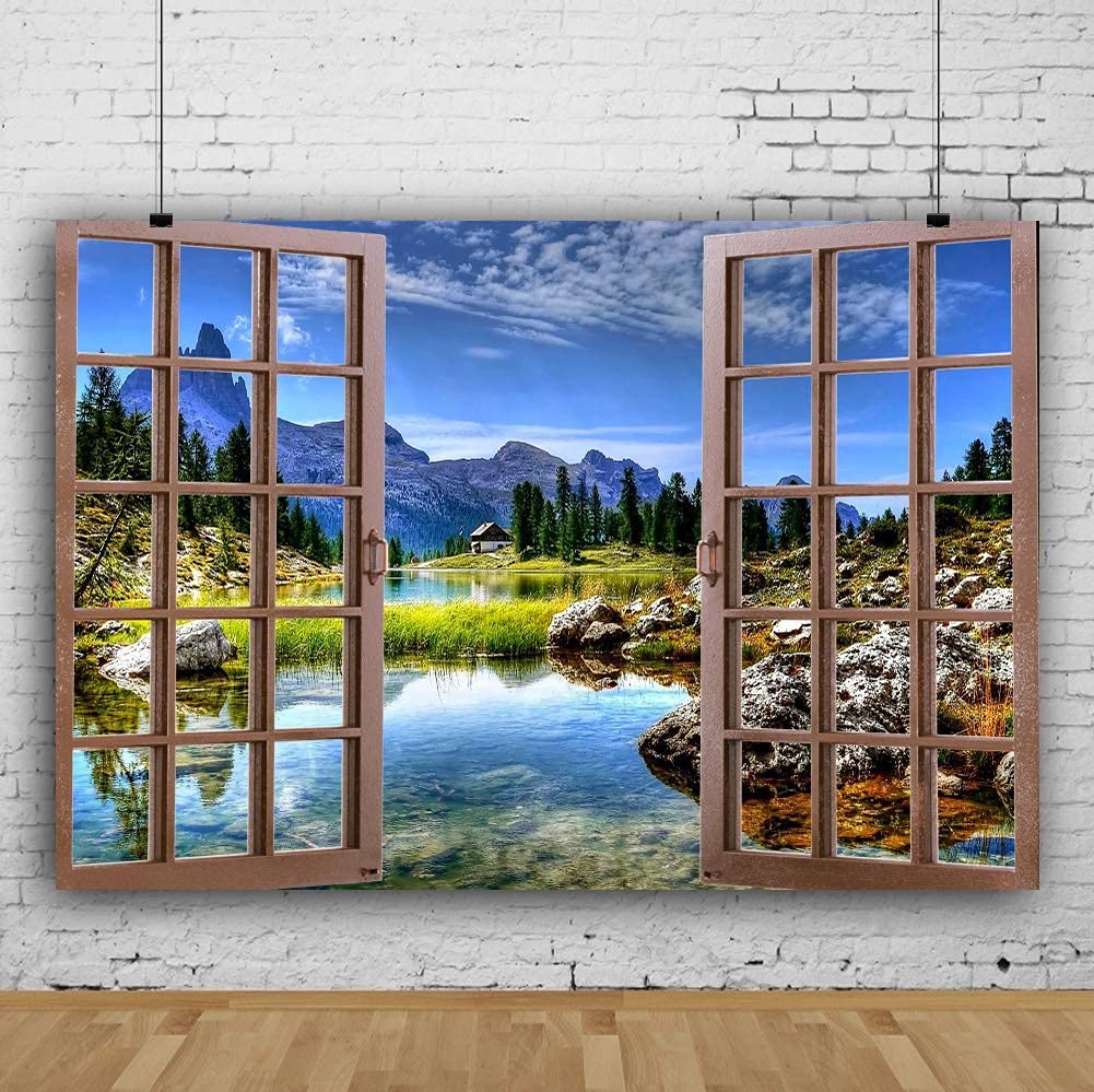 CSFOTO 5x3ft Park Scenery Backdrop River Blue Water And Tree Forest Garden Blue Sky - View #7