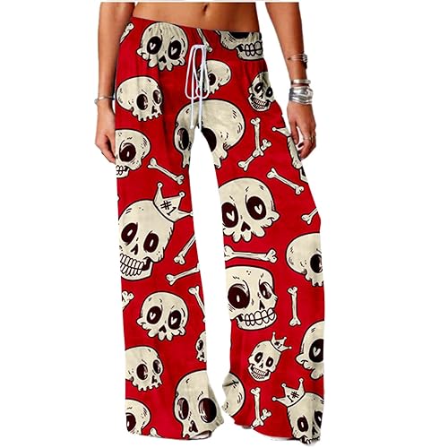 SIAOMA Women's Skull Printing Pants Plus Size Active Yoga Pants Loose Trousers - Medium - Red