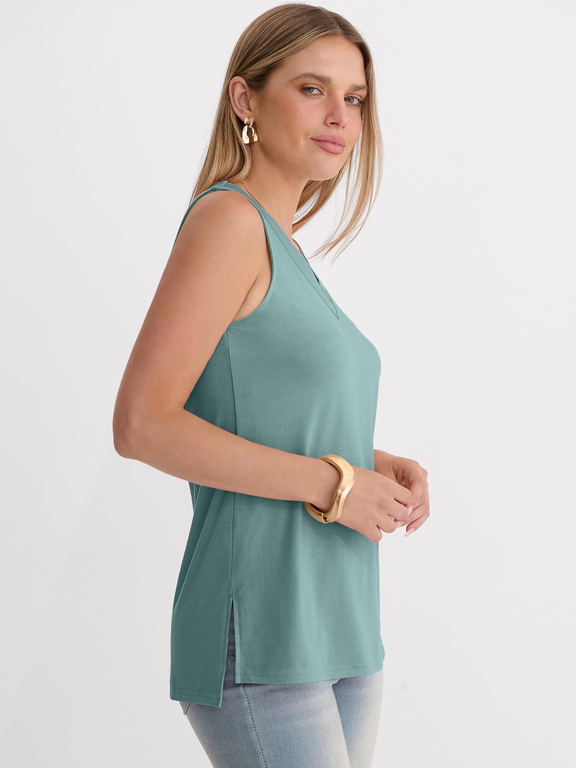 ANRABESS Tank Tops for Women Summer V Neck Sleeveless Basic Tee Casual Loose Fit Shirts 2026 Spring Beach Vacation Clothes - Image 5