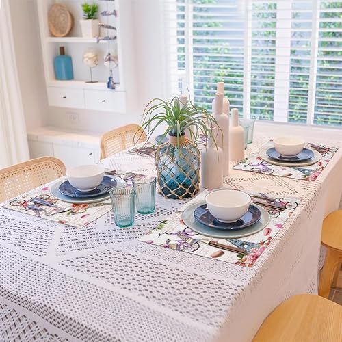 Miniatura 8 de Eiffel Tower Modern Pattern Placemats Set of 4 Table Mats Washable Placemat Waterproof Place Mats for Party Home Dining Table Decor 18x12 in
