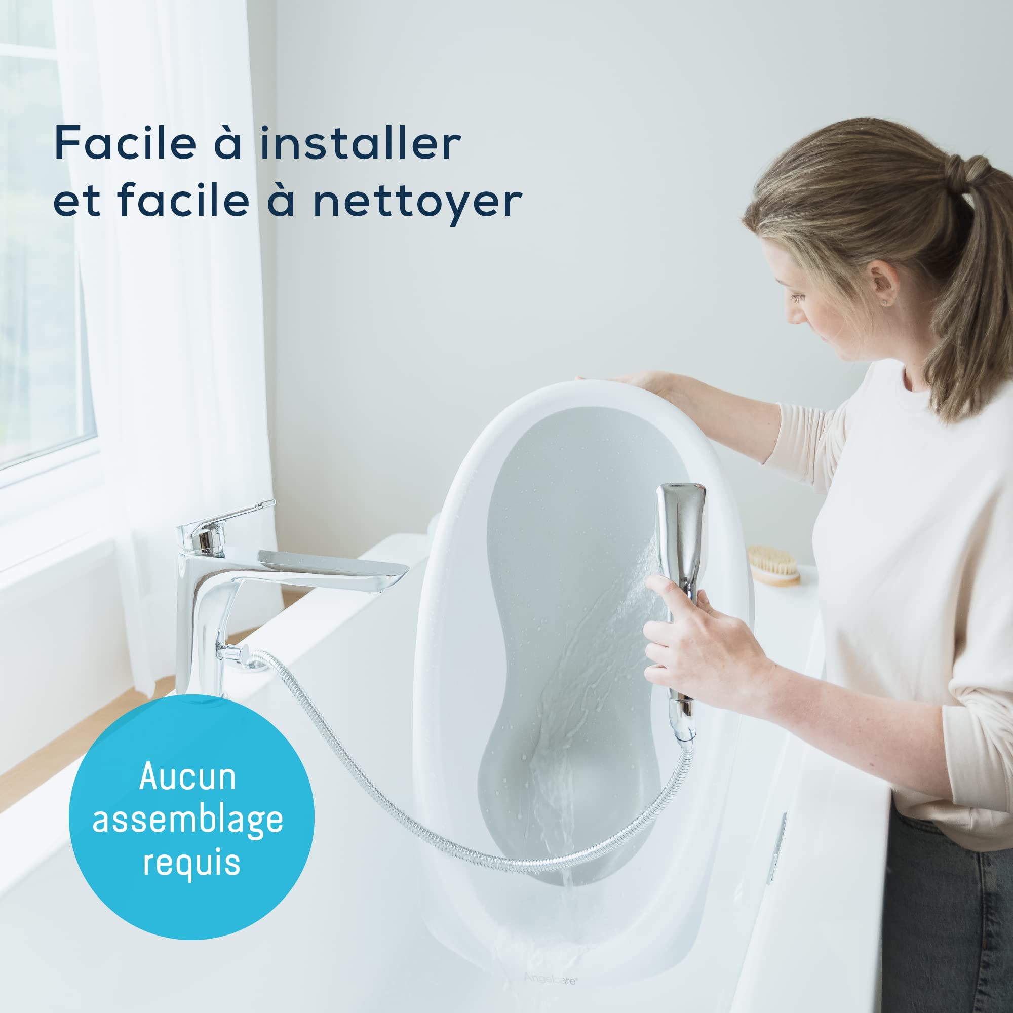 Angelcare Erweiterbare Babybadewanne 2-in-1 mit integrierter Babywippe, weiches Material, bequem, hygienisch und schimmelresistent, schnell trocknend, einfache Handhabung, minimaler Wasserverbrauch.