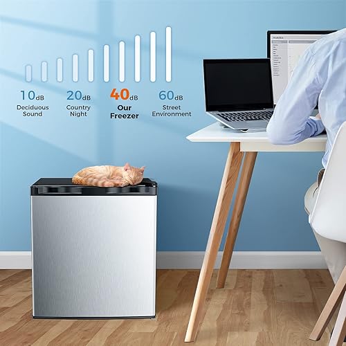 Miniatura 17 de Kismile Congelador vertical, mini congelador de 3.0 pies cúbicos con puerta individual reversible, estantes extraíbles, congelador pequeño con Blanco