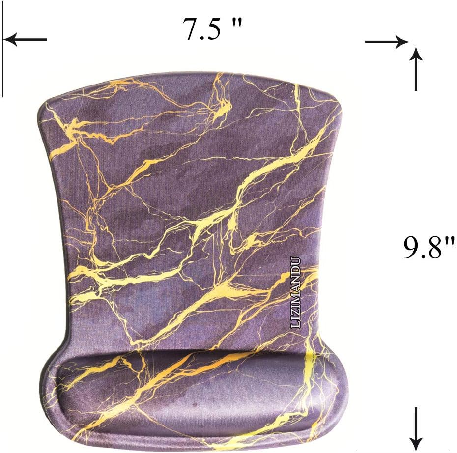 Cheliz Memory Foam Mouse Pad Mat with Wrist Rest(Black Gold Marble)