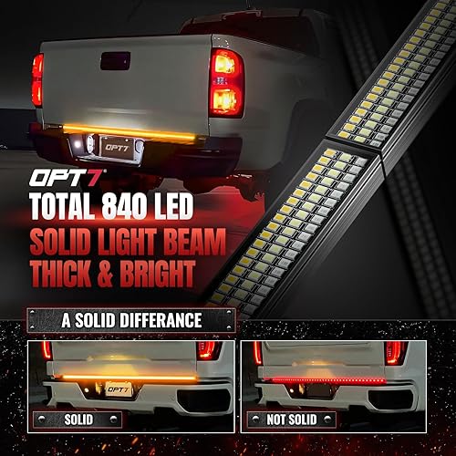 Miniatura 5 de OPT7 Redline Parlux Barra de luz LED de triple fila para puerta trasera con señal de giro ámbar secuencial  Tira de luz de aluminio rígido