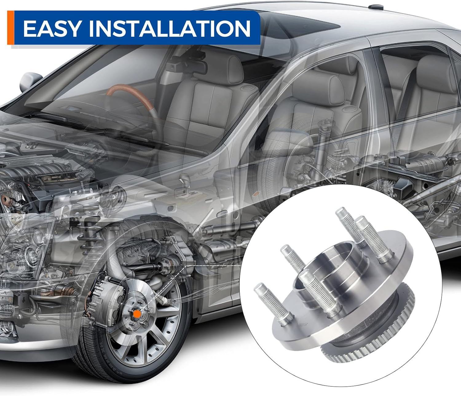 PAROD 513202 Front Wheel Bearing and Hub Assembly Compatible with 1997-2002 Ford Crown Victoria, Lincoln Town Car, Mercury Grand Marquis, w/ABS