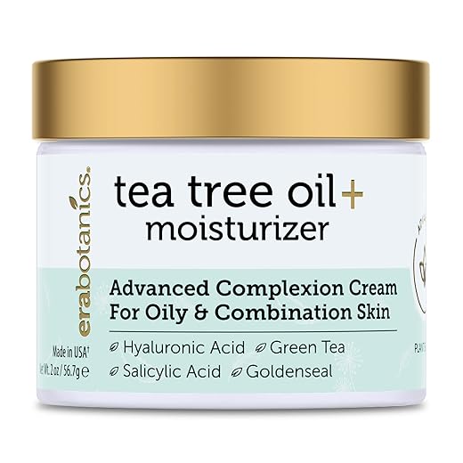 Era Organics Tea Tree Cream Face Moisturizer for Oily Skin - Advanced 7X Balancing Oily Skin Moisturizer - Non-Greasy Moisturizer - Tea Tree Oil for Skin