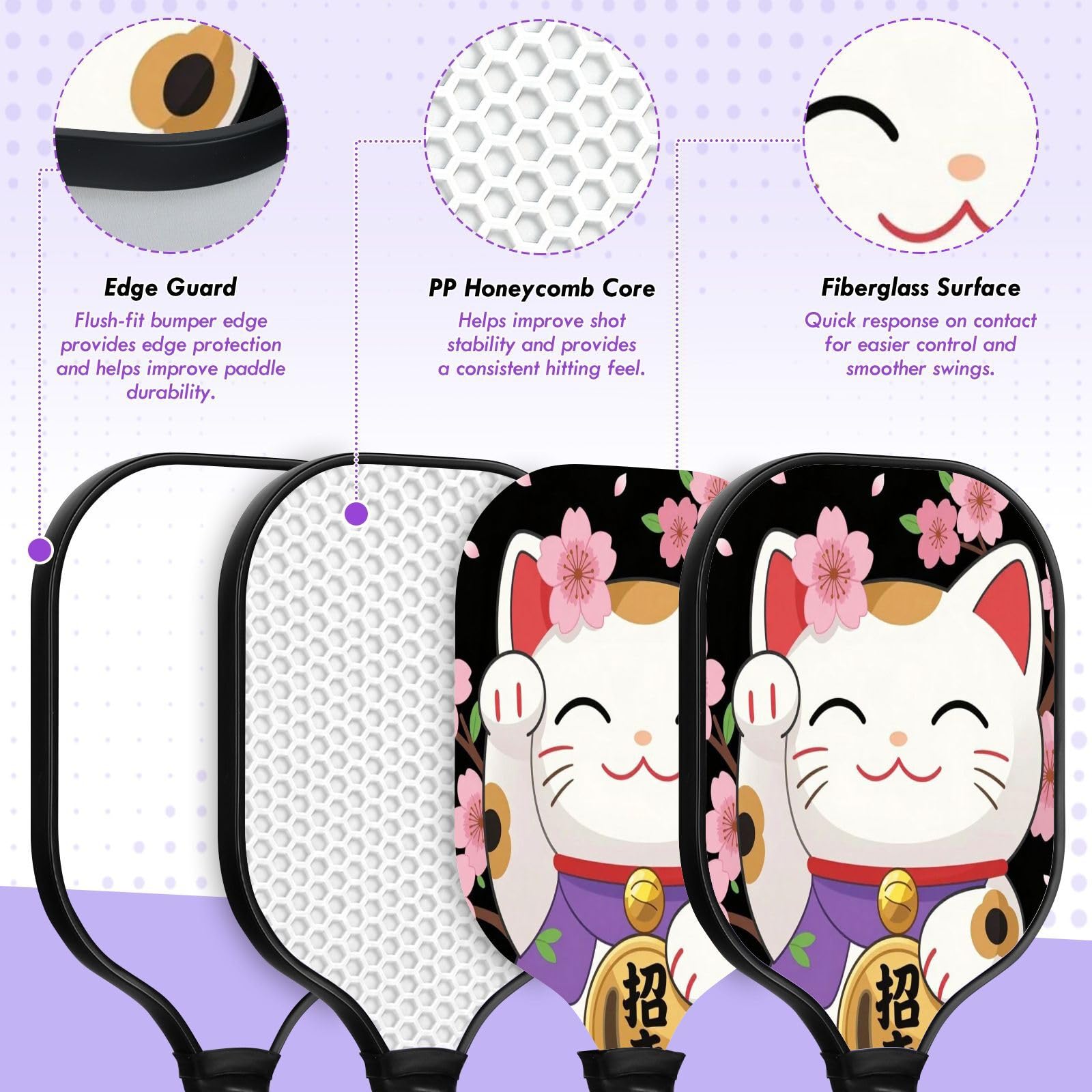 Paletta giapponese Maneki Neko Lucky Cat Graphite Pickleball