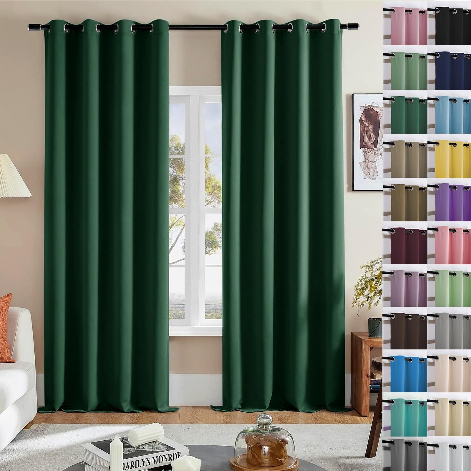 Rideaux occultants thermiques 35x55 vert foncé rideau isolant petite fenêtre toutes saisons