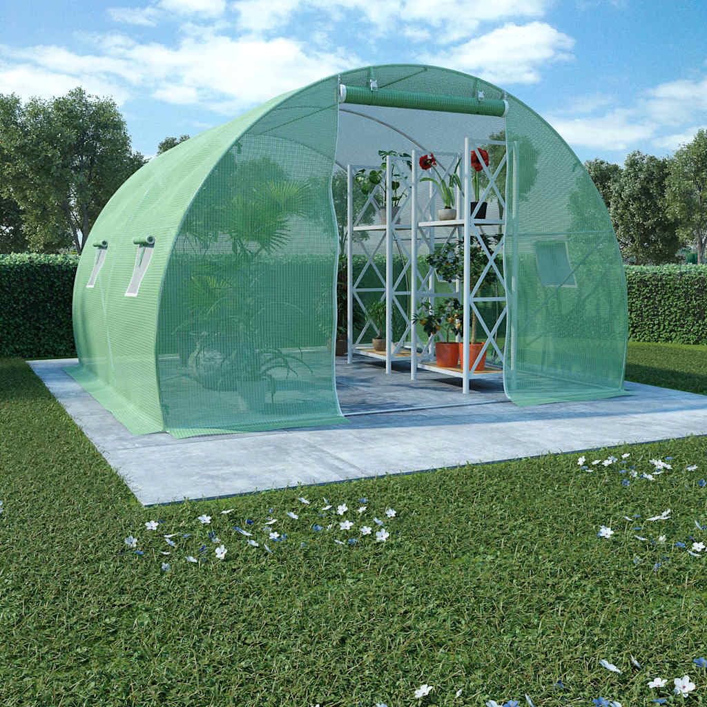 Szklarnia ogrodowa 9 m² z ocynkowaną ramą stalową, pokrywa PE 140 g/m²,