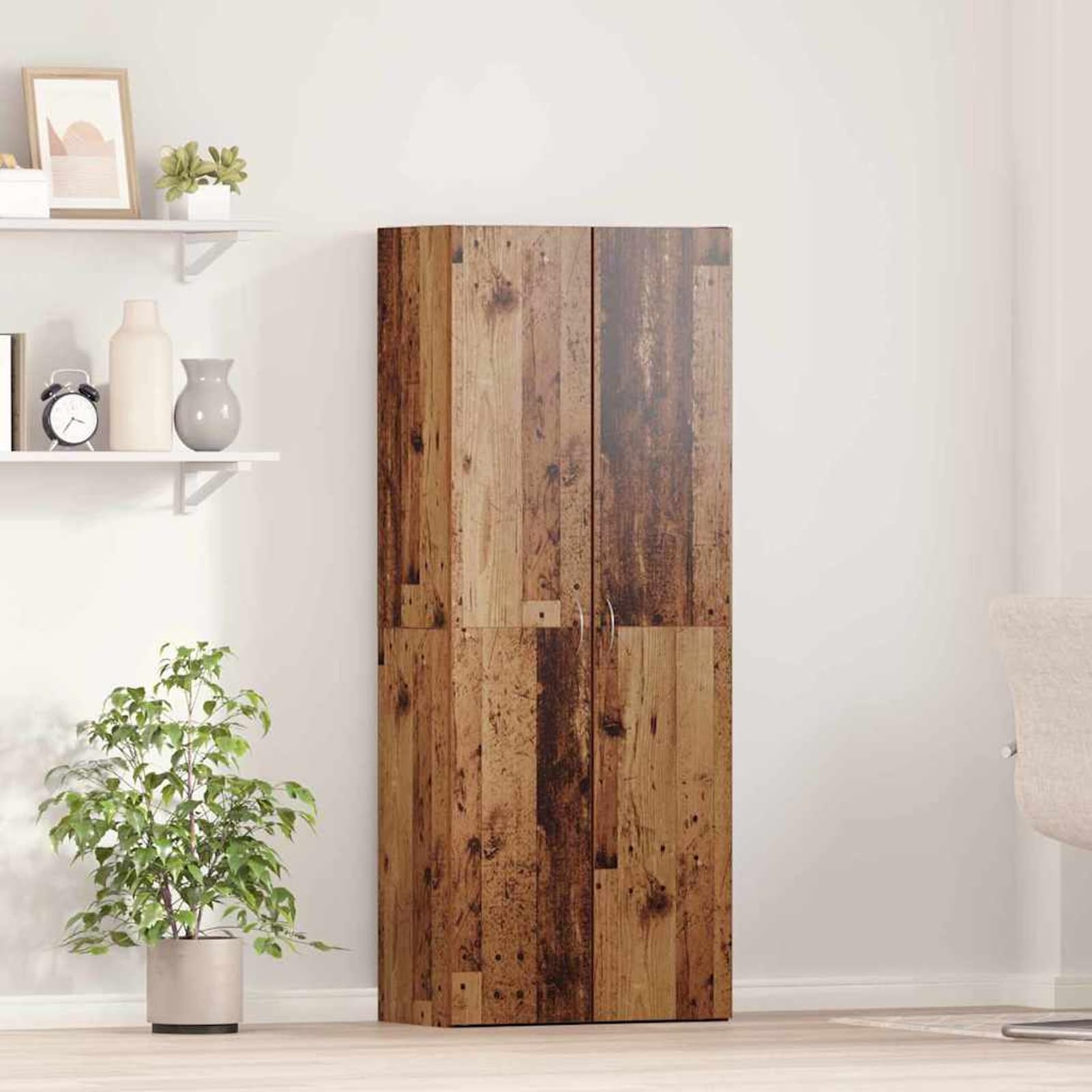 Homgoday Moderner Büroschrank Altholz Holzwerkstoff 60 x 32 x 152,5 cm - für effizientes Büro-Organisation Model3365558