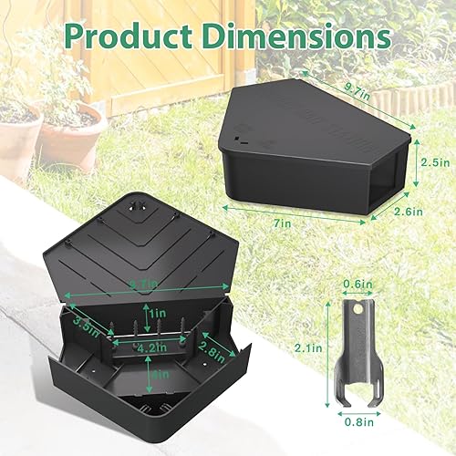 Miniatura 6 de Anblak Paquete de 2 cajas de estación de ratas con llaves, estación de roedores mantiene a las ratas alejadas, mantiene a los niños y mascotas