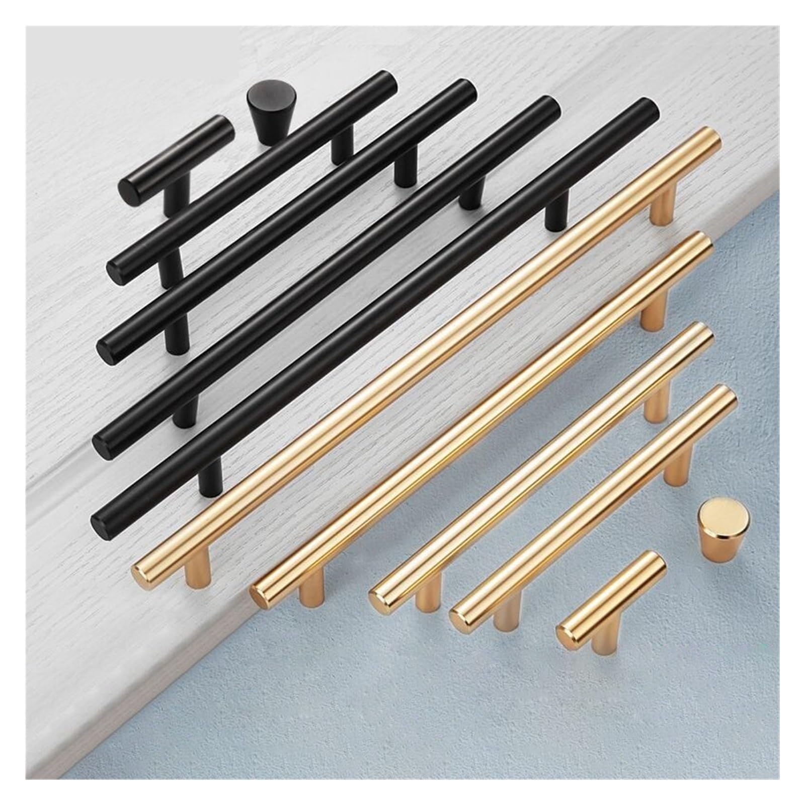 Tiradores de Muebles de Cocina 10 pomos de manija recta acero inoxidable cepillado for puertas cocina(Black 320mm)