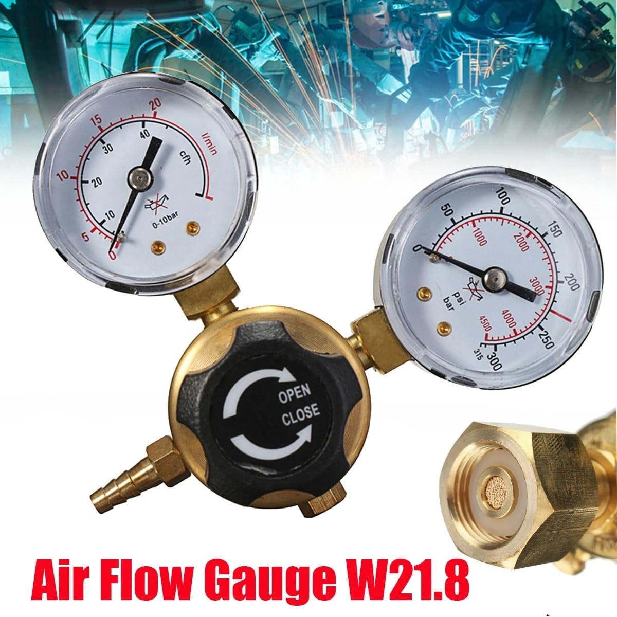 Manometr Regulator ciśnienia Reduktor Argon CO2 Spawanie Podwójny manometr Butla gazowa Spawanie MIG TIG Przepływomierz Manometr Zawór miernika