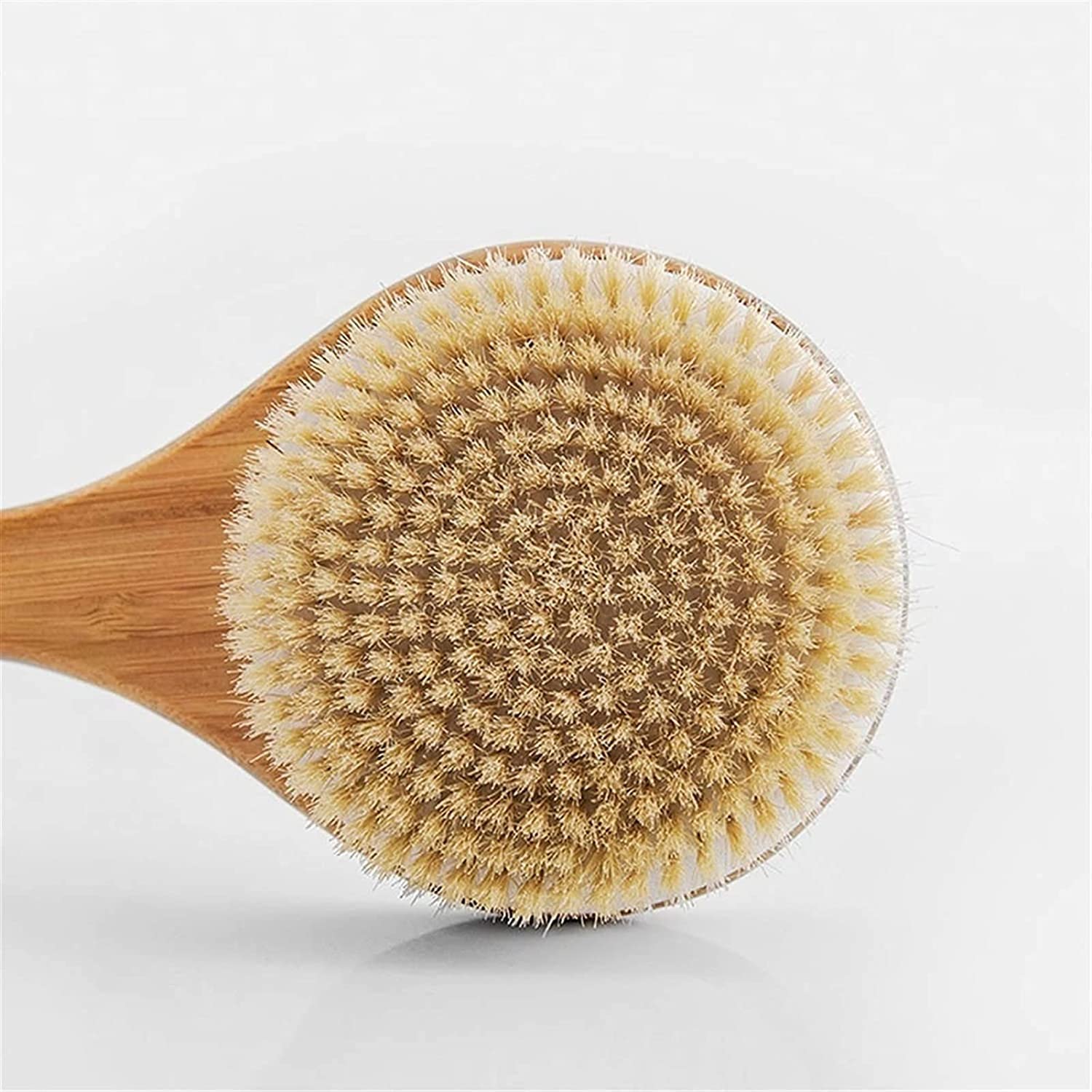 Duschbürste, Natürliche Borstenbadenbürste Lange Griff Holz Borsten Weiche Haare reiben Dusche Pinsel entfernen Die Geile Massagebürste